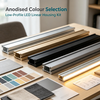 Boîtier linéaire LED en aluminium à profil bas, plusieurs couleurs anodisées pour l'éclairage décoratif intérieur