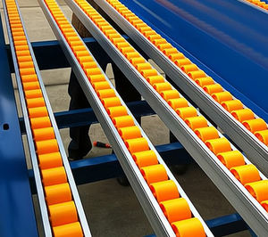 हटाने योग्य कैस्टर्स धाराप्रवाह अर्धशतों की विरोधी-मूक अलमारियों समायोज्य बहु-परत प्रवाह पट्टी अलमारियों रोलर रैकिंग सिस्टम - Product Image 6