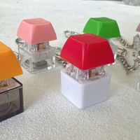 Glowing Mechanical Keyboard Keycap Keychain Transparent Plastic Square Stress Relief Pendant for DIY Gamer Gift