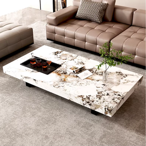 Nuovo Tavolino da Caffè di Lusso Moderno con Design <span class=keywords><strong>Quadrato</strong></span>, Struttura <span class=keywords><strong>in</strong></span> <span class=keywords><strong>Legno</strong></span> e Piano <span class=keywords><strong>in</strong></span> Marmo BTCT009 per Soggiorno o Appartamento - Product Image 2
