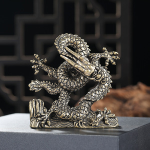 Ornement en métal en forme de dragon du zodiaque, lot de plusieurs pièces, décoration de bureau Feng Shui pour la maison, le bureau, cadeau - Product Image 3