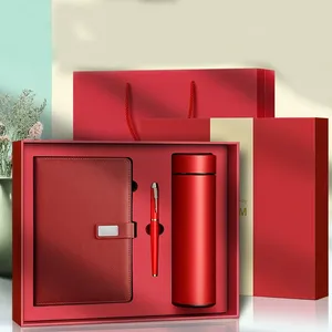 Aangepaste Corporate Gift Set Luxe Vacuüm Cup Notebook Executive Kits Zakelijke Relatiegeschenkset Met Doos