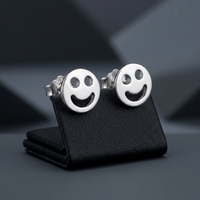 Boucles d'oreilles clous FOXI en argent 925, petites boucles d'oreilles visage souriant, clous visage joyeux en argent sterling 925, boucles d'oreilles conque tragus