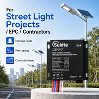 Contrôleur solaire Sukite AUTO MPPT Boost 1230 12V 30W 8A pour éclairage public à énergie solaire avec capteur pour projet d'éclairage de rue