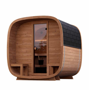 Sauna extérieur moderne en bois de cèdre rouge écologique pour 4 personnes, vapeur humide, 6KW, poêle Harvia - Product Image 1