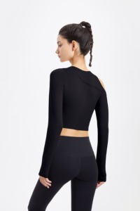 Dài Tay Áo Lao Động Tập Thể Dục T-Shirt Strapless Thể Thao Yoga Mặc Làm Bằng Polyester Cho Tập Thể Dục Xe Đạp Và Bóng Yoga - Product Image 2