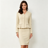 Costume deux pièces sur mesure OEM, blazer à col en V et jupe crayon, vêtements de travail formels pour femmes, vêtements de bureau pour femmes