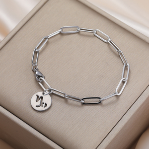 Myshape Zodiac Charm Bracelet Mujeres Acero inoxidable Paperclip Cadena Pulseras Constelación Acuario Aries <span class=keywords><strong>Tauro</strong></span> Leo Joyería - Product Image 2