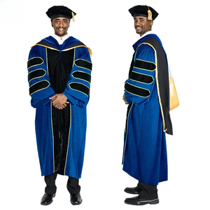 Túnica de Graduación Académica Unisex Personalizable <span class=keywords><strong>JJ</strong></span> GRADGOWN, 100% Poliéster, Color Azul Mate, para Uso Escolar y Doctoral - Product Image 1