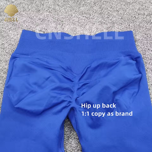 Shorts de Yoga CNSHELL Sin Costuras Color <span class=keywords><strong>Vino</strong></span> Tinto, de Tres Niveles en la Cintura, Transpirables, de Alta Elasticidad, Levanta Glúteos, Ajustados y de Secado Rápido para Mujer - Product Image 6