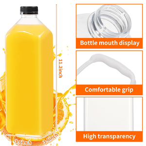 Botellas de Plástico PET Cuadradas Transparentes de 350 ml (12 oz) del Fabricante, con Tapa de Rosca, para Jugos, Leche, Refrescos y Bebidas - Product Image 2