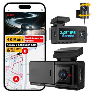 พร้อมจัดส่ง กล้องติดรถยนต์ 4K 3 ช่องทาง กล้องบันทึกภาพหน้ารถและหลังรถ พร้อมระบบมองเห็นในเวลากลางคืน เลนส์คู่ - Product Image 1