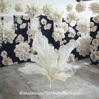 Arrangements de fleurs géantes en soie organza faits à la main de haute qualité pour centre de table, décoration de fête, mariage, scène, hôtel
