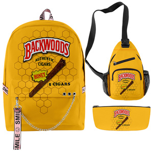2022 Popular 3pcs Print Logo Backwoods Cigar Single Honey Custom Backpack Set for Young People