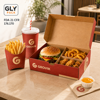 Caja de Comida Rápida Corrugada Personalizada con Compartimentos para Hamburguesas, Papas Fritas y Pollo Frito, Empaque Desechable Ecológico