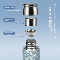 Bouteille isotherme portable en titane pur épaissi à double paroi, design cristal de glace givré, infuseur à thé, 6-12 heures