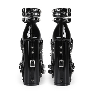 Gothic Spiked Platform Mary Jane <strong>Heels</strong> Black Patent Leather <strong>Ankle</strong> <strong>Strap</strong> Rivet Chunky <strong>Block</strong> High <strong>Heel</strong> Shoes Party Footwear - Product Image 2