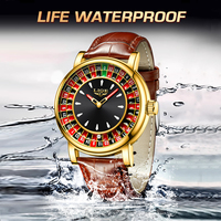 Montre pour homme LIGE 89161, cadran rotatif, thème Las Vegas Roulette, montre de bureau, étanche, lumineuse