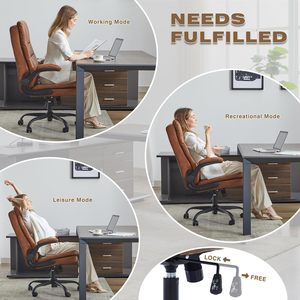 <span class=keywords><strong>Chaise</strong></span> de <span class=keywords><strong>bureau</strong></span> ergonomique en cuir <span class=keywords><strong>vintage</strong></span> marron, dossier haut, réglable, avec coussin à ressorts, accoudoirs rabattables, <span class=keywords><strong>chaise</strong></span> à bascule - Product Image 6