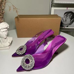 Chaussures à talon transparent, mules transparentes à talon crayon avec perles pour femmes - Product Image 6