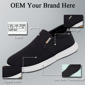Chaussures décontractées confortables en tissu de coton pour hommes, semelle antidérapante en PVC, semelle intérieure en latex, personnalisables OEM ODM, vente en gros, chaussures de marche à enfiler - Product Image 3
