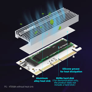 بطاقة مفتاح MAIWO <span class=keywords><strong>M</strong></span> NVMe <span class=keywords><strong>M</strong></span>.<span class=keywords><strong>2</strong></span> SSD PCIe X16X8X4 RGB تصميم الألعاب PCIex16 NVMe SSD بطاقة توسيع حاوية مخزون - Product Image 2