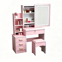 Table de maquillage multifonctionnelle en bois avec étagères de rangement grande capacité et tiroir verrouillable pour chambre d'hôtel, vente en gros