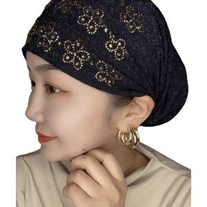 Pañuelo/Hat YASEEN al por mayor con pedrería, de color liso, de acrílico suave, transpirable y ecológico para mujer - Product Image 1