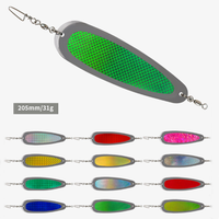 Cuillère de pêche à la traîne métallique hautement réfléchissante 205 mm 31 g 12 couleurs pour saumon