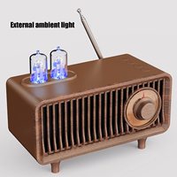 Radio Retro 5.1 con Altavoz, Carcasa de Plástico, LED RGB, Estéreo FM Vintage, Compatible con USB/TF/AUX, para Reproductor de Cine en Casa