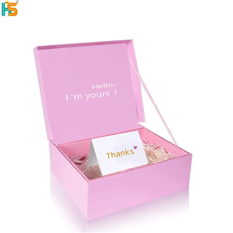Cajas de tapa con solapa de cartón para reciclar, embalaje de ropa de bebé recién nacido, caja de regalo con logotipo rosa de lujo