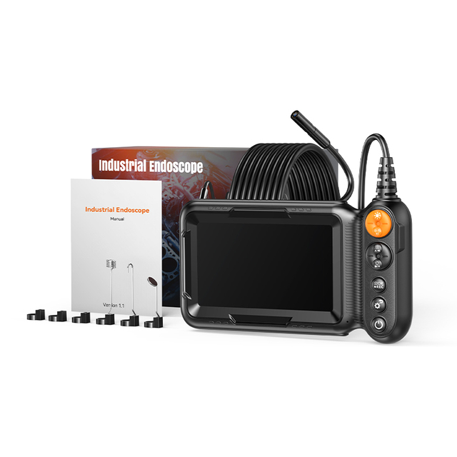 Portable Pipe Sewer Drain Plumbing Inspect Tools Rigid 8LEDs 5Inch Screen Waterproof 5mtr Industrial Endoscope Borescope Camera