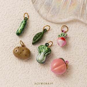 Galería de Frutas y Verduras |   Colgante Miniatura de Acero Inoxidable con Baño de Oro PVD de 18K y Esmalte, con Diseño de Frutas y Verduras, para Fabricación de Joyas - Product Image 2