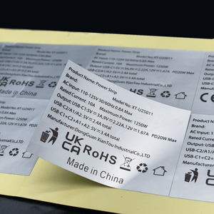 Custom Printed Silver Polyester <strong>Label</strong> Sticker Power Strip Spec Rating Plate UL CE RoHS Compliance Self Adhesive Product <strong>Label</strong> - Product Image 1