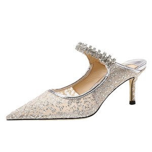 Mules à talons hauts en cuir verni pour femme Muller Shoes 2025 – Sandales d'été à bout pointu, demi-chaussons, semelle intermédiaire en caoutchouc - Product Image 2