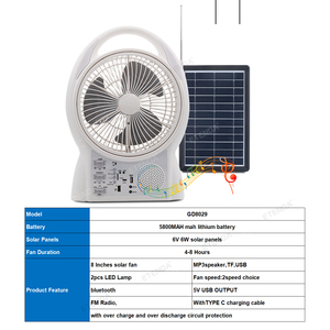 Mô hình gd8029 8 "thông minh năng lượng mặt trời fan-5800mAh, Bluetooth, dual LED, FM Radio, máy nghe nhạc MP3 - Product Image 5