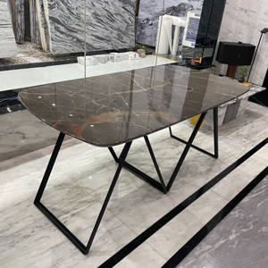 طاولة طعام فاخرة من الرخام الطبيعي بتصميم صحراوي صربي مع قاعدة معدنية من إس إتش ستون - Product Image 3