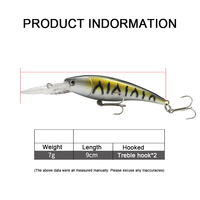 Leurre dur flottant Minuno à longue queue de 9 cm/7 g avec perles sonores internes et streamer, en ABS, pour la pêche en mer et la pêche à la carpe