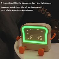 Moderne elektronische digitale cartoon broodrooster wekker timer mobiele telefoonhouder kleurveranderende nachtlampje USB oplaadbaar