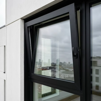 Ventana de Aluminio de Gran Tamaño para Balcón, Ventana Panorámica Abatible con Retenedor de Fricción, Marco de Seguridad de Alta Resistencia