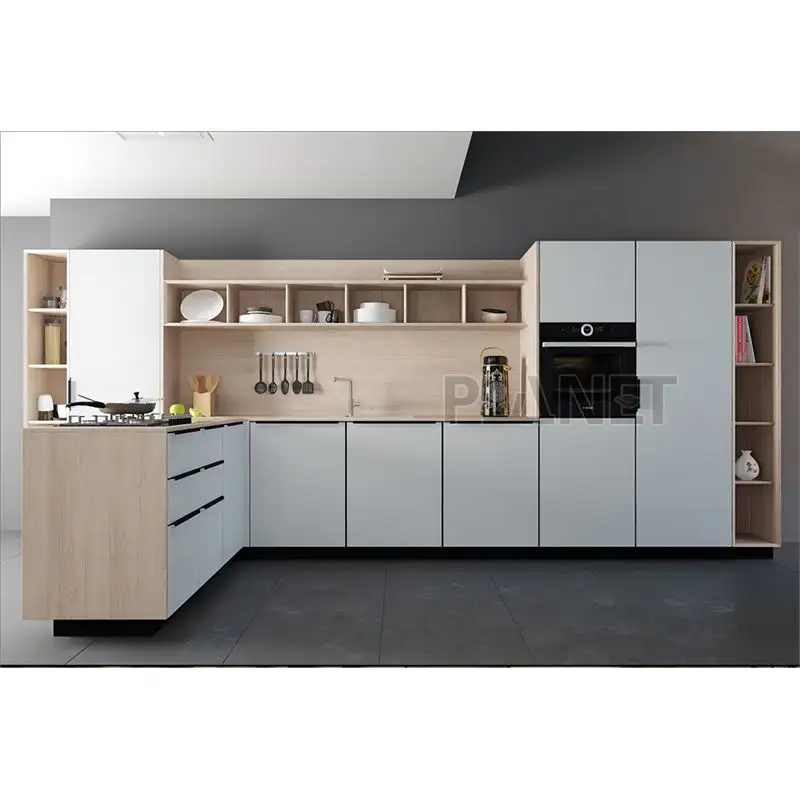 Luxo Branco PVC Moderno Alto Brilho Acrílico Designs Custom Full Kitchen Armários Bulk Kitchen Cabinet Fabricante