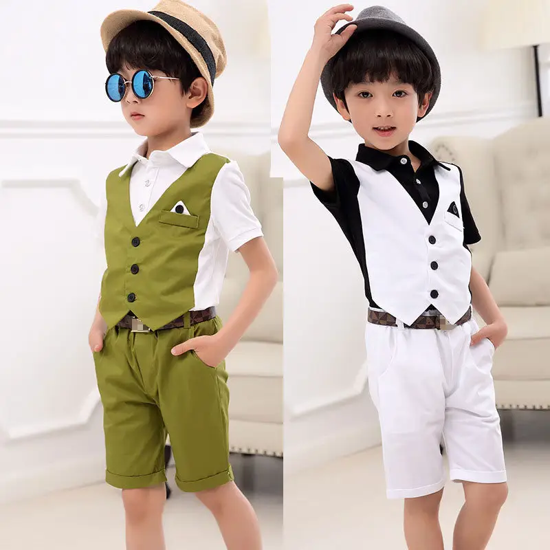 New Arrival Black Stripe Kids baby boy Clothing Sets Button Spliced Design Hoodie Wedding Suits Cute Kids Suit For Boys