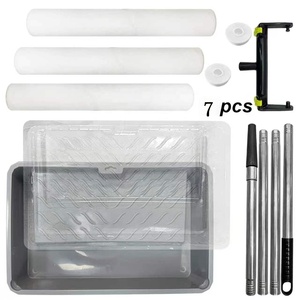 Ensemble de 7 rouleaux à <span class=keywords><strong>peinture</strong></span> de 18 pouces, perche télescopique de 5,2 pieds, <span class=keywords><strong>bac</strong></span> et pinceau pour la <span class=keywords><strong>peinture</strong></span> de grandes surfaces en hauteur - Product Image 1