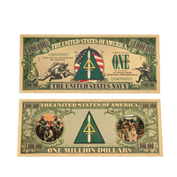 Billet de banque plaqué or imprimé en typographie de l'US Special Forces, un million de dollars, souvenir de la Delta Force de la Marine, cadeau fantaisie