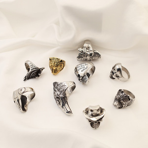 Cincin tengkorak punk Gotik pria dan wanita, cincin tengkorak gaya baru bahan baja tahan karat untuk pria dan wanita - Product Image 4