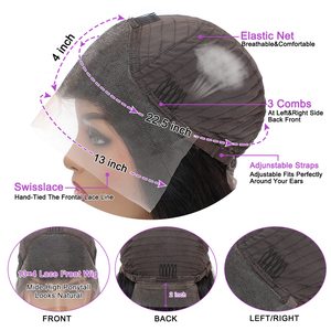 <span class=keywords><strong>Pelucas</strong></span> de Cabello Humano con Frente de Encaje 13x4, Peluca de Cabello Humano Real para <span class=keywords><strong>Mujer</strong></span>, 200 de Densidad, Color <span class=keywords><strong>Natural</strong></span> - Product Image 5