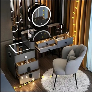 Coiffeuse de Chambre Moderne et Simple de Luxe avec Recharge <span class=keywords><strong>Sans</strong></span> <span class=keywords><strong>Fil</strong></span> Intelligente, Style Haut de Gamme INS, Meuble de Maquillage Multifonctionnel - Product Image 4
