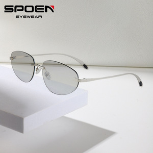 SPOEN Rimless Cat Eye Sunglasses <b>Mirror</b> Lenses UV400 Women Y2K Casual <b>Lightweight</b> - Product Image 1
