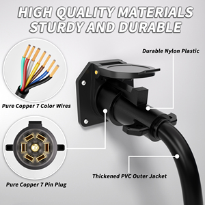 ETL-zertifizierter <span class=keywords><strong>7</strong></span>-poliger Anhängerstecker Hochleistungs-Kabel 3/8FT <span class=keywords><strong>Plug</strong></span>-and-Play 4/14+1/12+2/10 für Anhänger 14AWG/10AWG Wohnmobil-Kabel - Product Image 5