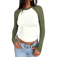 Chemise à manches longues pour femmes automne fille chaude mince couleur élastique correspondant légèrement court haut en soie de lait
